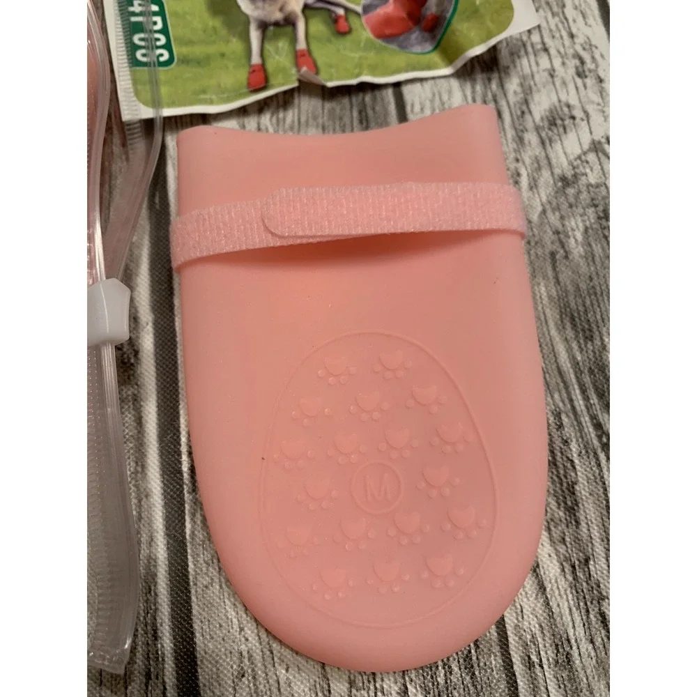 Waterproof/‎ Rainproof, Silicone Pink Protective Pet Shoes Size:Medium   4 Pink